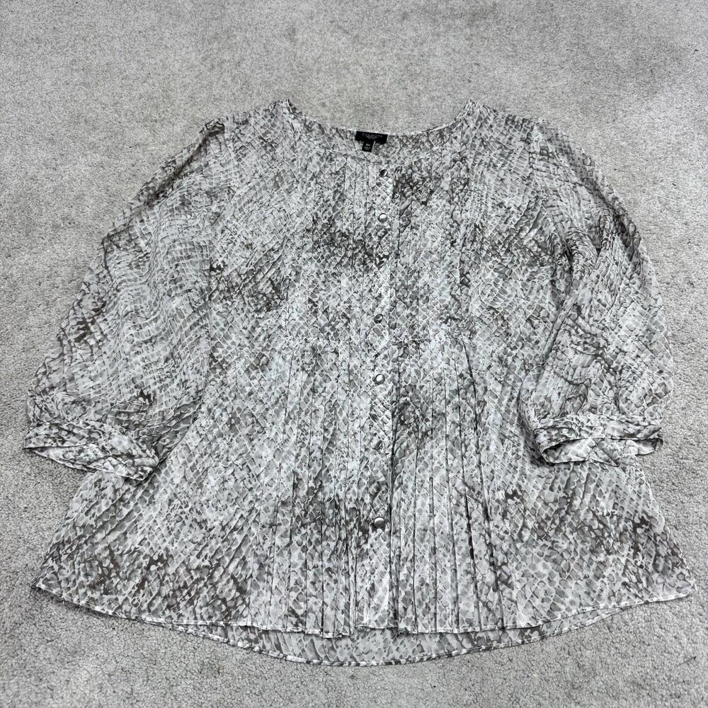 Talbots Neutral Snake-Print Pleated Blouse